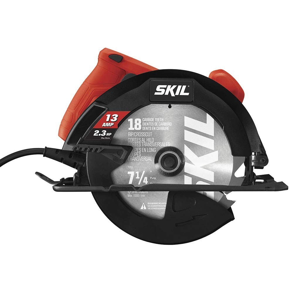 Red 13-Amp Circular Saw - Compact Design with Bevel & Dust Blower Features