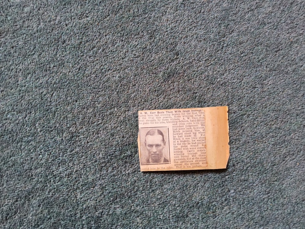 Xm64  Ephemera 1921 Article A W Carr Cricket
