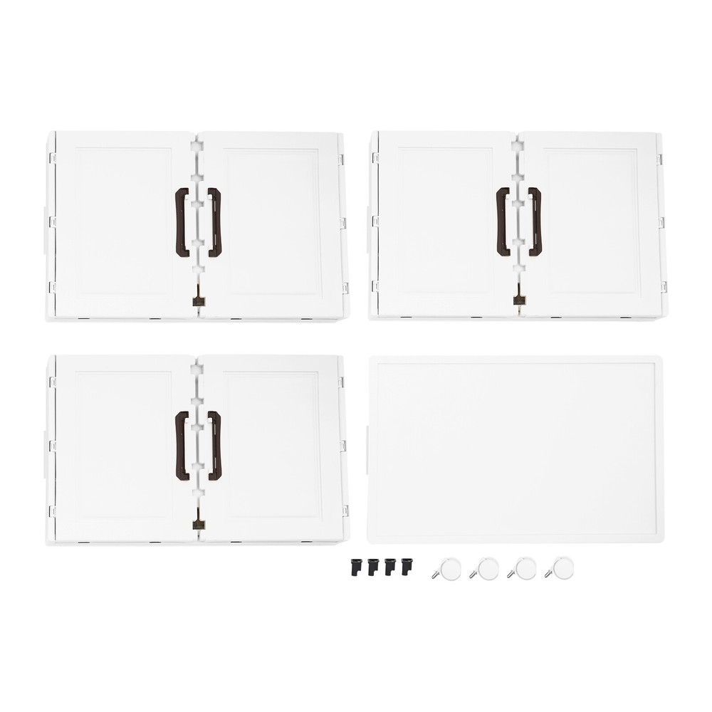 3PCS Foldable Stackable Storage Cabinets with Wheels White 25.59*16.54*43.5in US