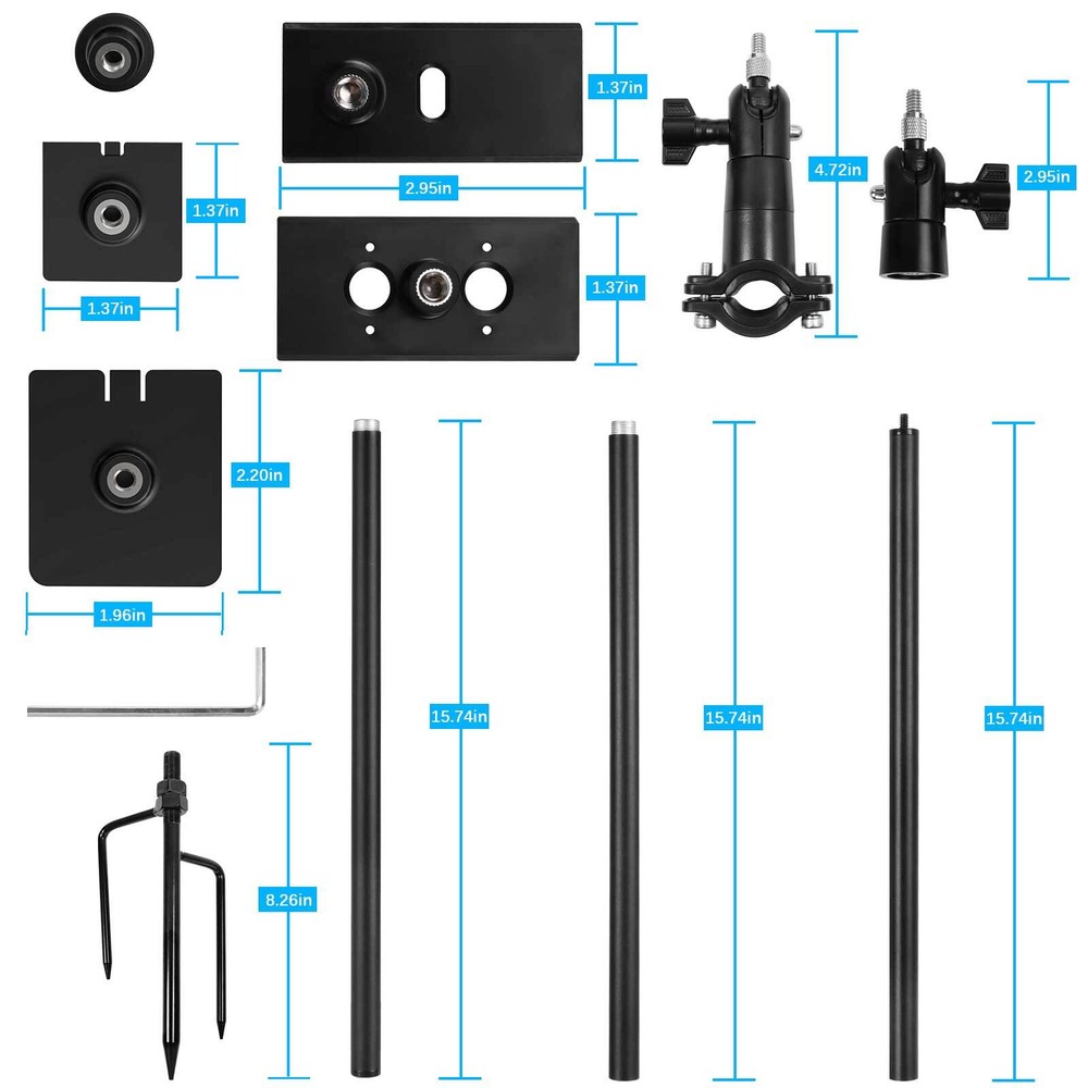 Ground Stake Mount Stand with Solar Panel Mount for Full range of Ring camera