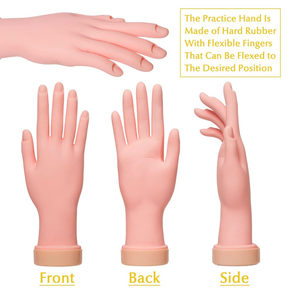 2 Pack Practice Nail Tips Art Trainer Training Hand Tool Flexible Bendable Mo...