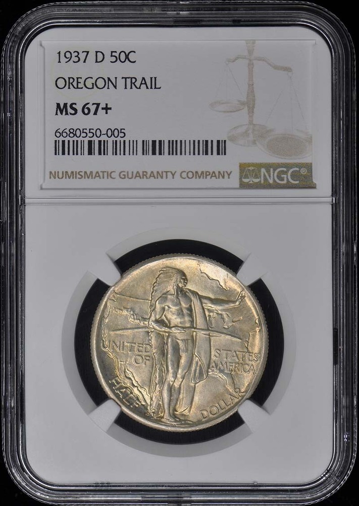OREGON 1937-D Silver Commemorative 50C NGC MS67+