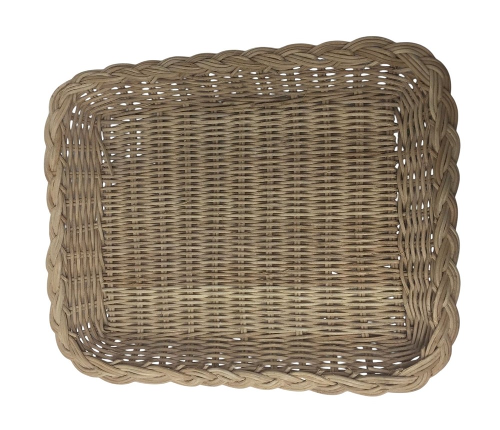Vintage Tan Rectangular Wicker Basket- about 10 by 8''