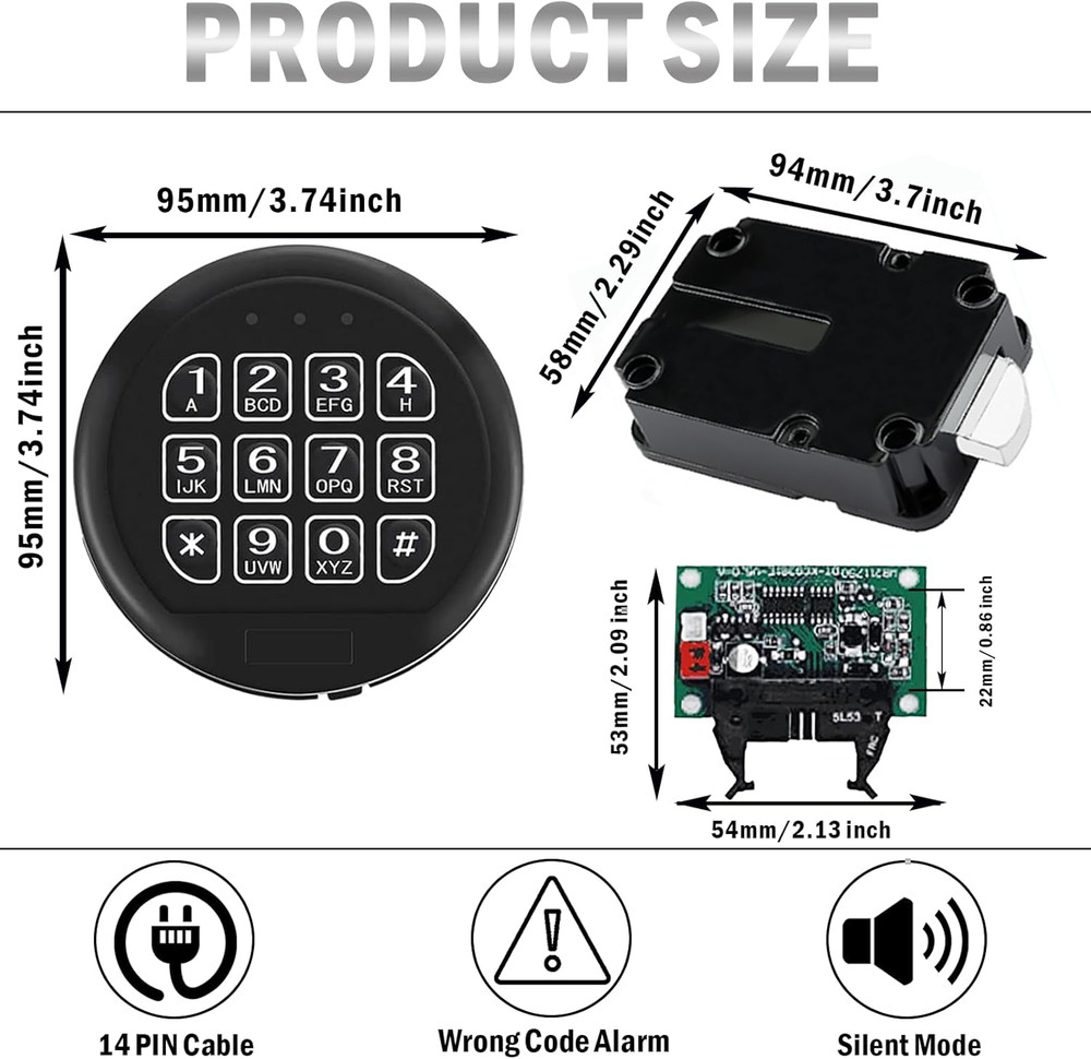 Gun Safe Lock Replacement Black Keypad with Swingbolt Lock Safe Electronic Lock