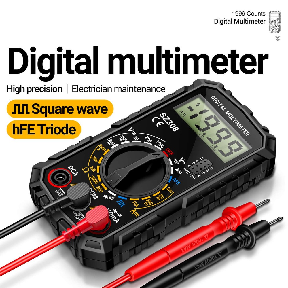LCD Multimeter with Square Wave for AC DC Voltage Current and Transistor Test