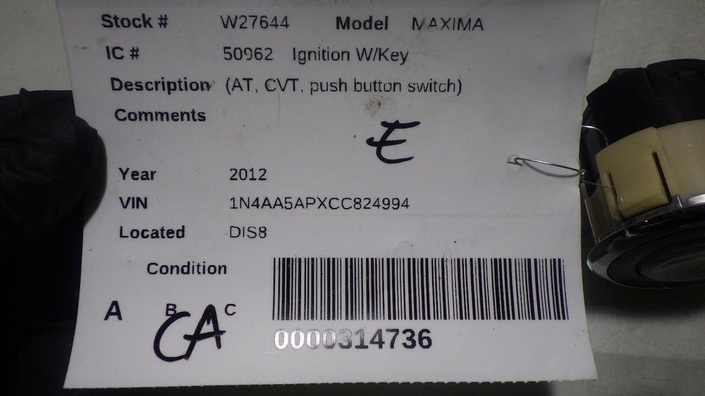 12 NISSAN MAXIMA Ignition push button switch
