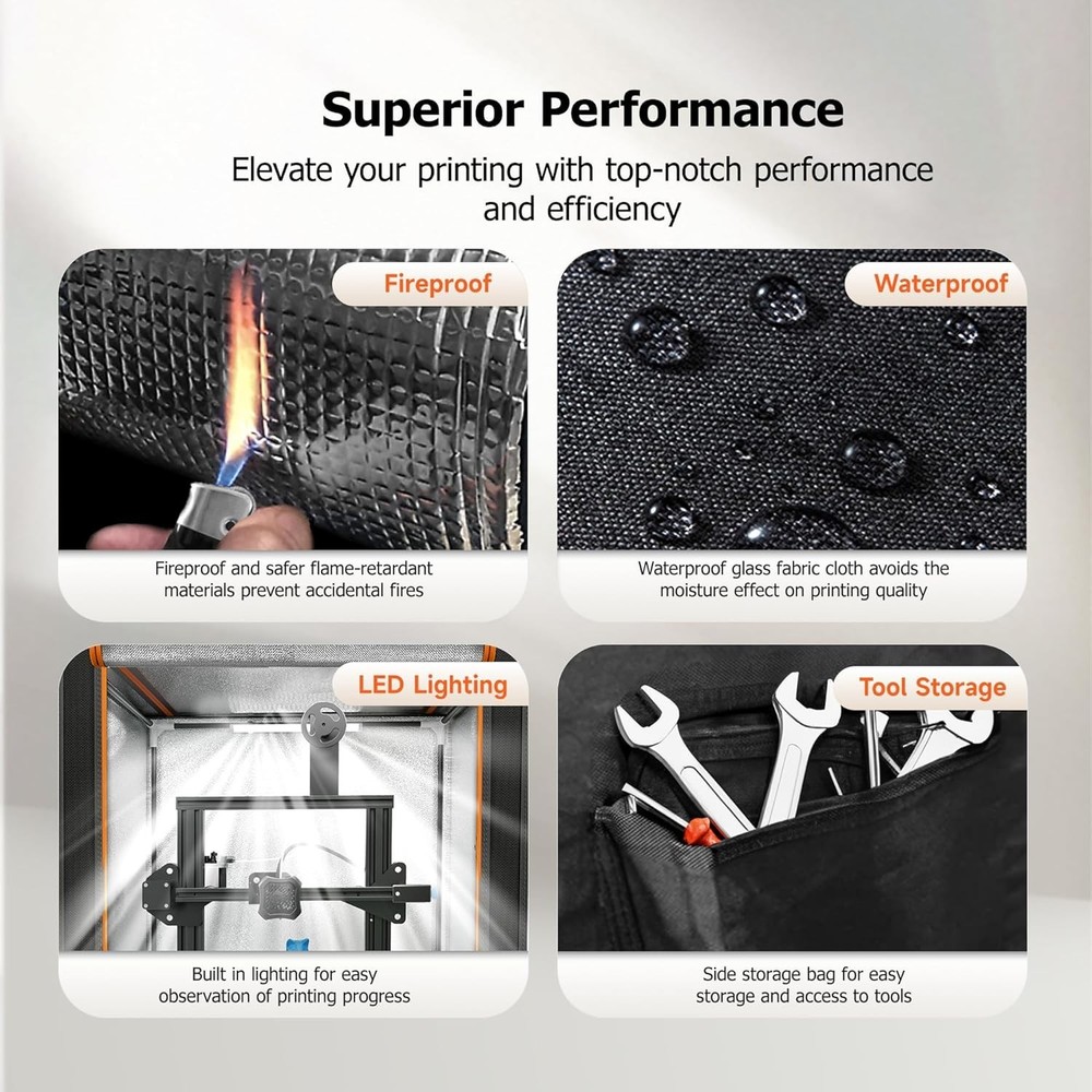 Medium 3D Printer Cover with Built-in LED Light for Enhanced Printing Visibility
