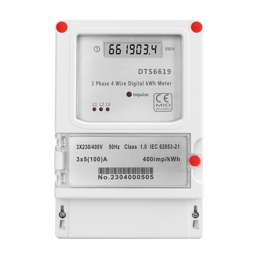 Three Phase Energy Meter Digital Wall Mount LCD Display 3x230400V 100A