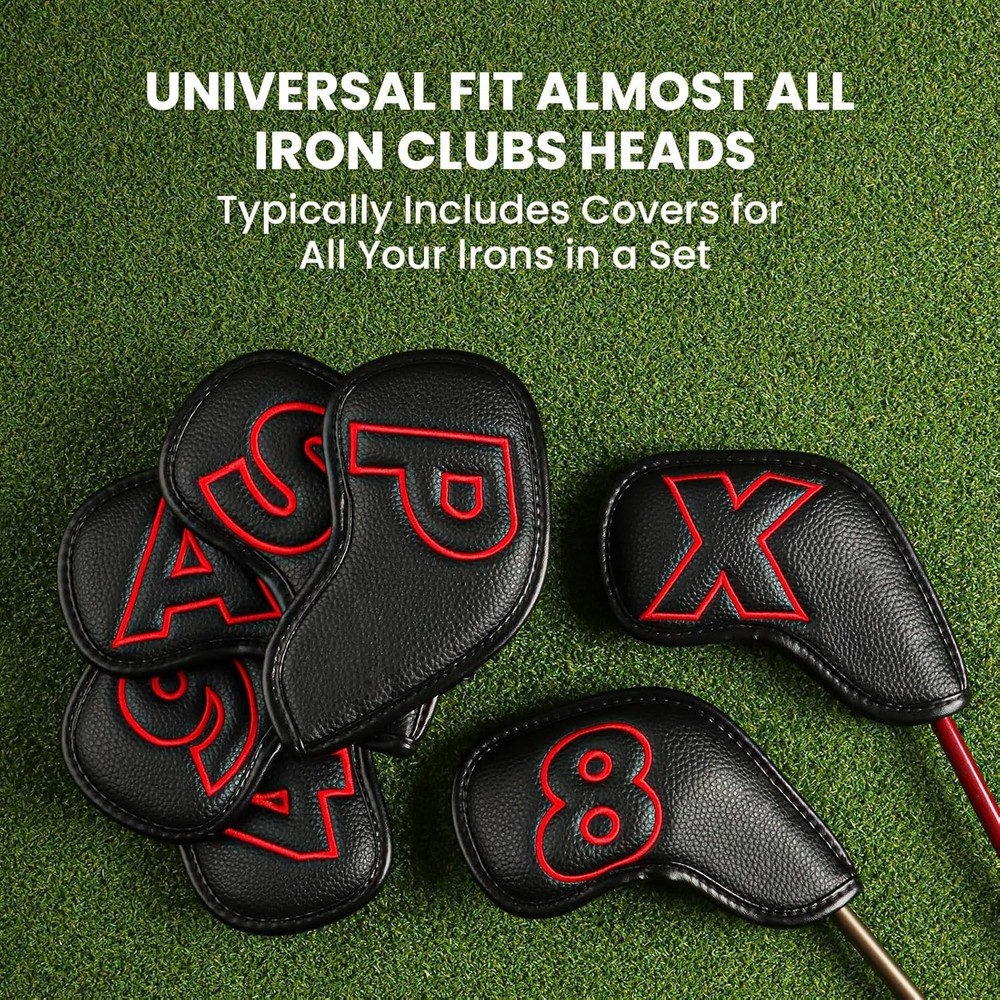 Golf Iron Covers Set Strong Magnetic Closure Value 10 Pack, Double Side Number S