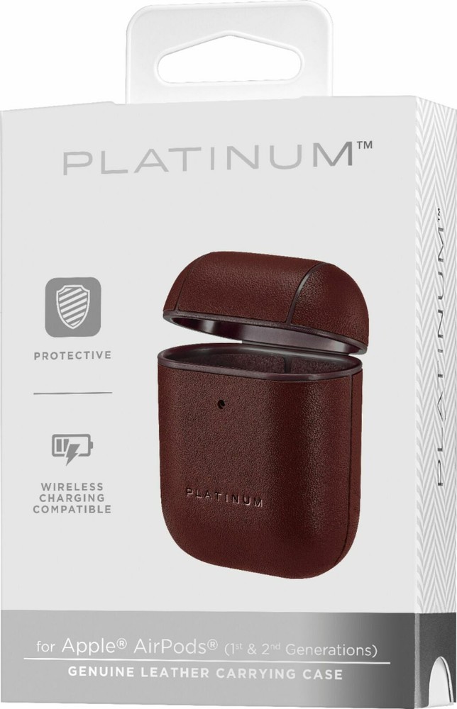 Platinum- Leather Case for Apple AirPods - Brown