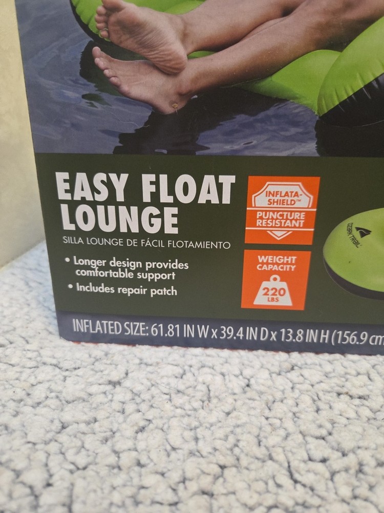 Ozark Trail Easy Float Inflatable Pool Lounge Adult 62" Long Includes Patch