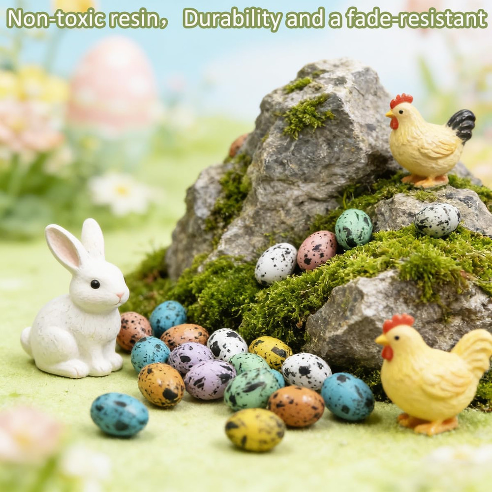 Artificial Mini Easter Eggs, 60 Pcs Resin Decor for Crafts and Spring Events