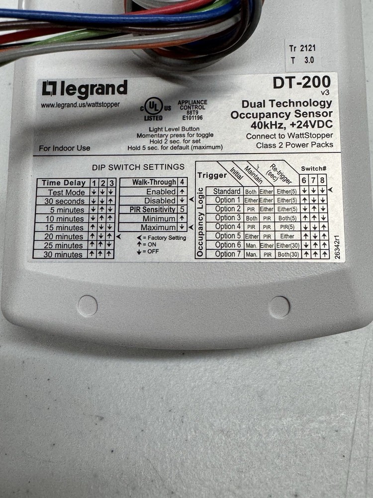 Wattstopper DT-200 Dual Technology Occupancy Sensor Wall/Ceiling Mount