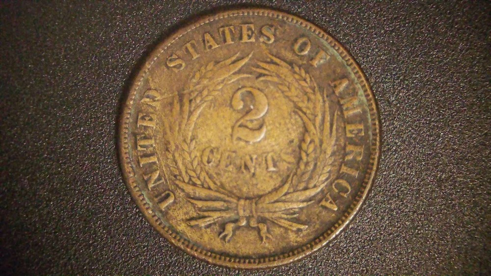 1866 U.S. TWO CENT COPPER COIN! NICE