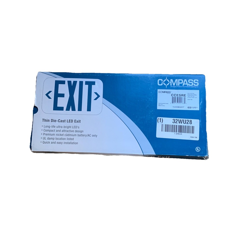 Compass Thin Die-Cast LED Emergency Exit Sign CCESRE WYZ