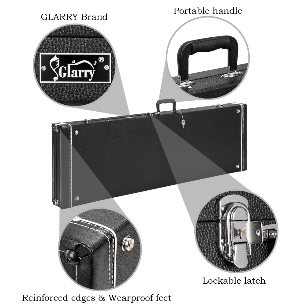 Hard Case Flat Black Grade Electric Guitar Square