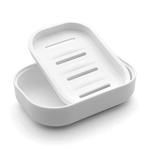 UVIVIU PP Plastic Box Dish, Container, Keeps Soap Dry,Easy Cleaning,Drain,White