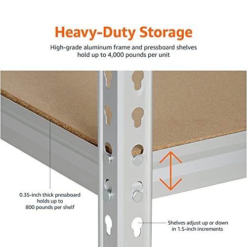 AMAZON BASICS MEDIUM DUTY STORAGE SHELVING 36 X 18 X 72 WHITE - AMBS03