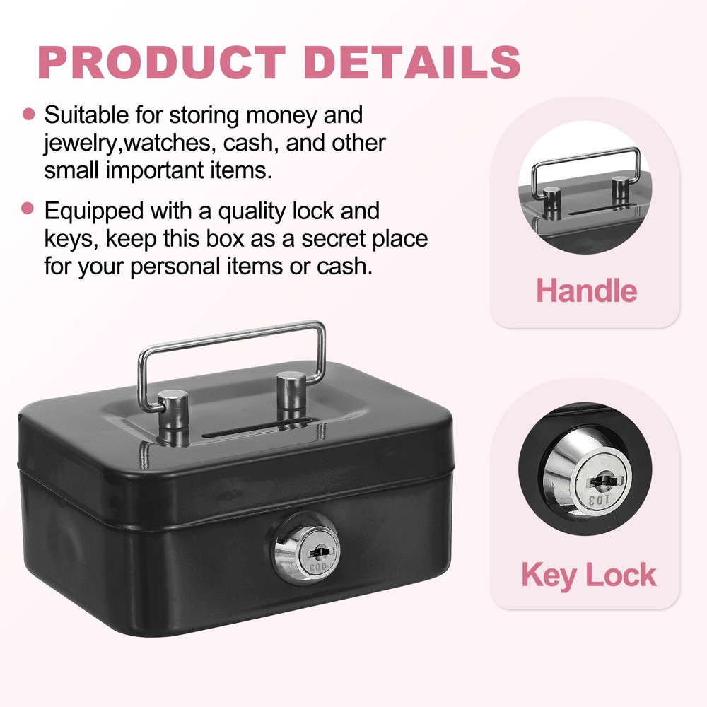 Mini Safe Box Cash Boxes Mini Money Saving Boxes with Keys, Green, Black, 2 Pcs