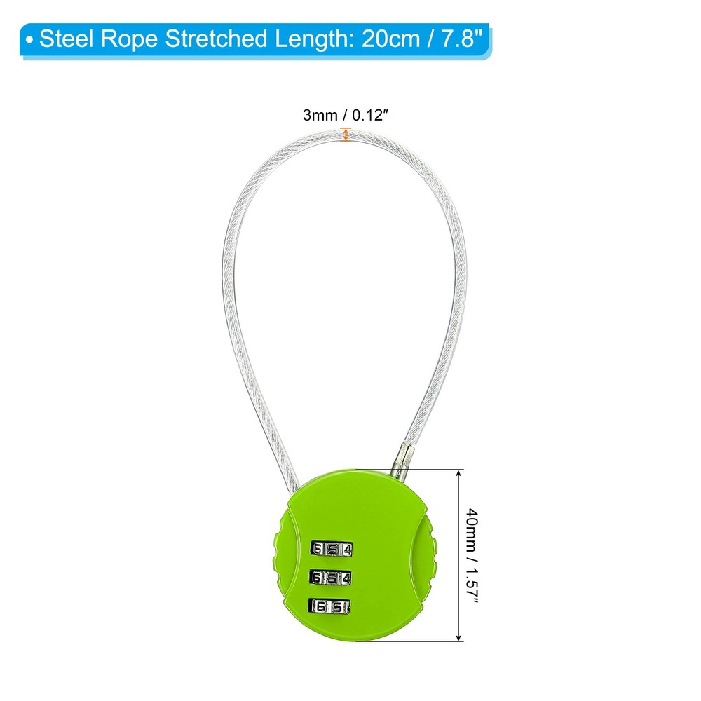 Small Combination Block 7.8", 1pc 3 Digit Luggage Lock, Green