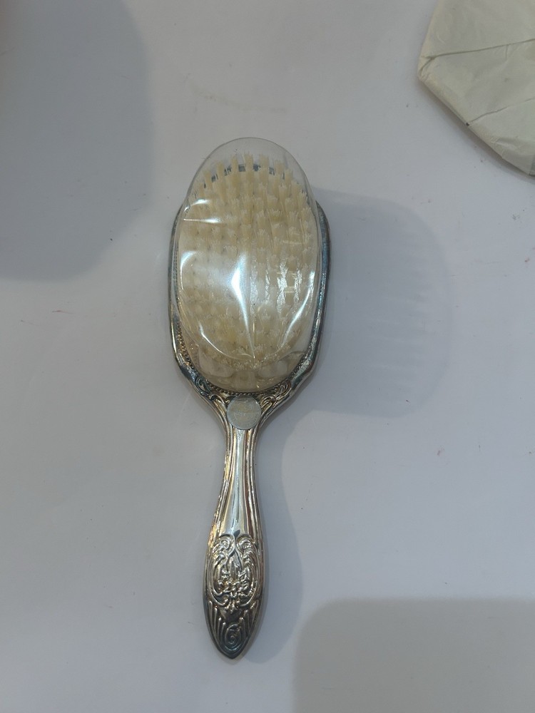Vintage Silver Plated Brush, Comb And Mirror