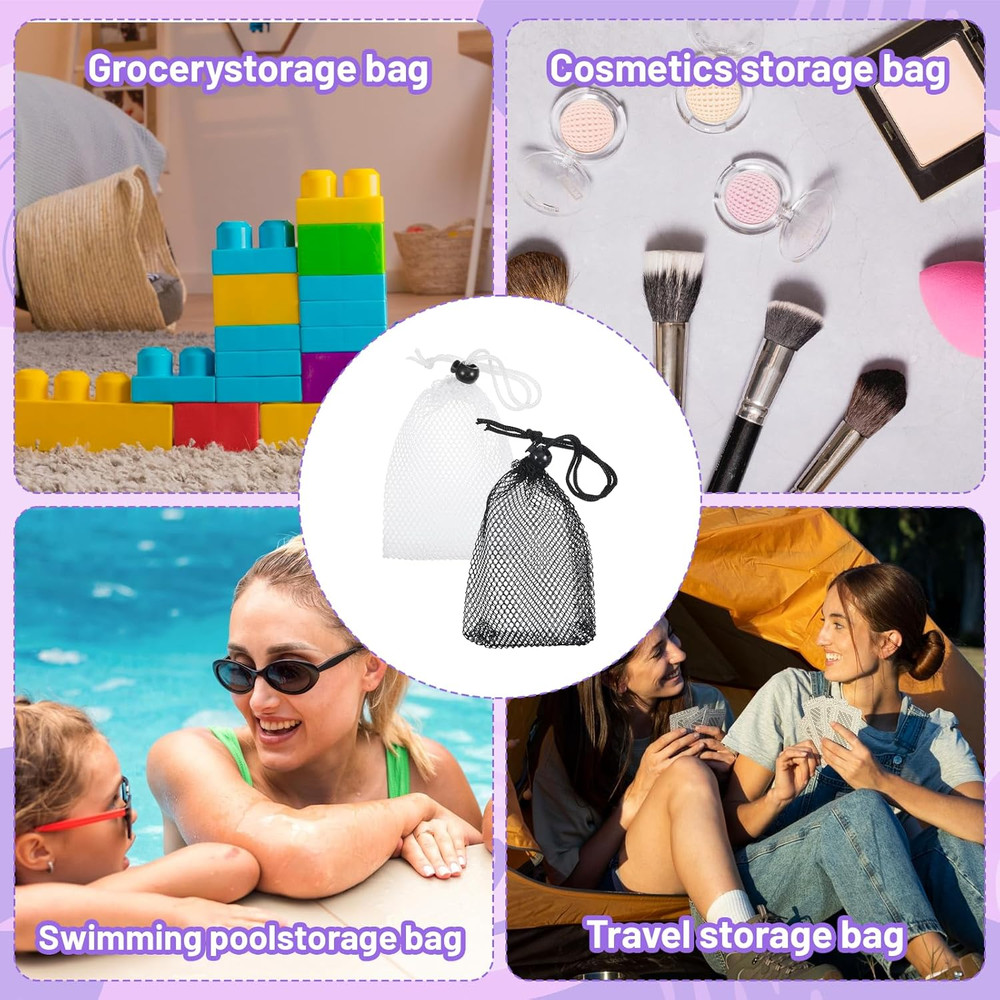 10 Pcs Small Mesh Bags Drawstring, Mini Mesh Storage Bags Nylon Small Drawstring