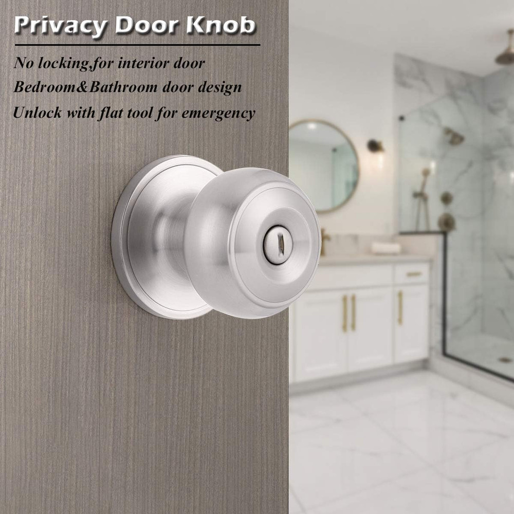 6 Pack Bathroom Bedroom Door Knobs Hardware, round Privacy Knobs Locksets Interi