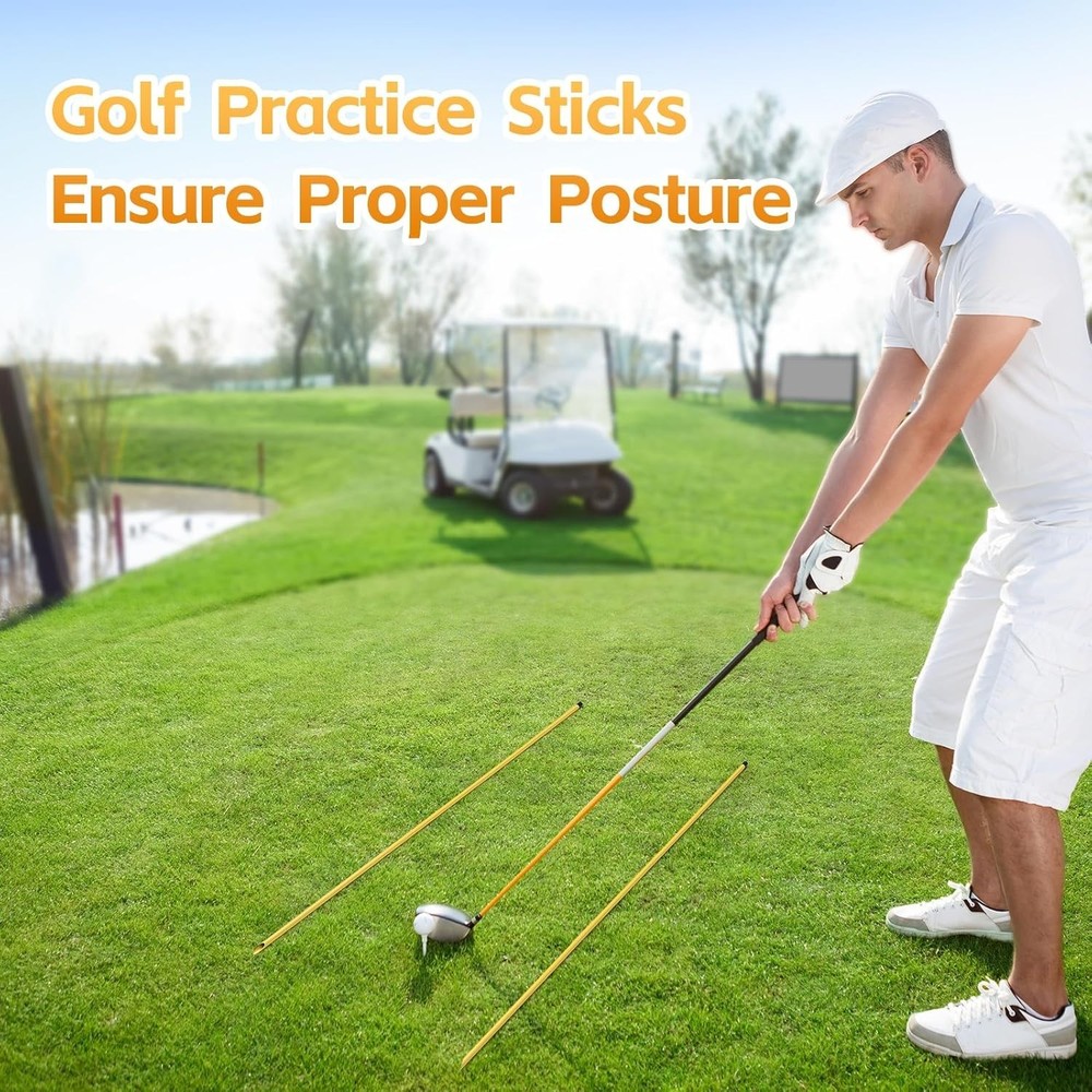 Golf Alignment Sticks 3 Pack 58 Inch Adjustable Swing Practice Rods for Aimin...