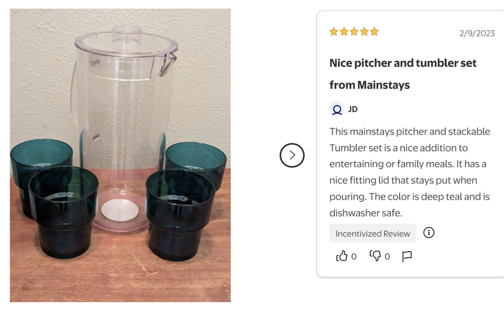 3-Quart Blue Acrylic Pitcher with 14-Ounce Stackable Tumbler Set