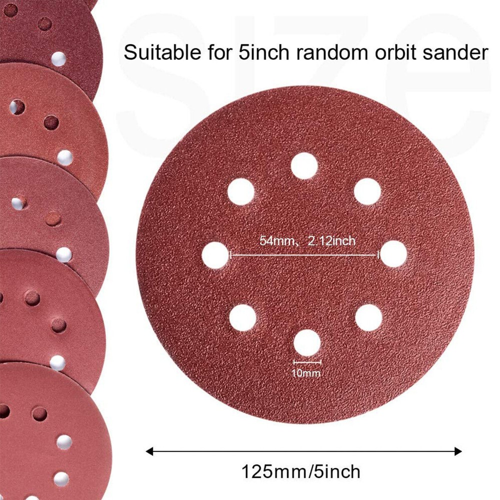 100PCS 5 Inch Sanding Disc1000 Grit 8 Hole Hook Loop Sanding Pad Sandpaper Disc