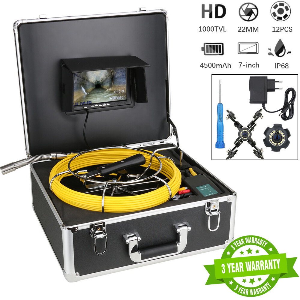 Sewer Camera 7" Auto Self Leveling Pipe Inspection Camera with 512Hz Transmitter