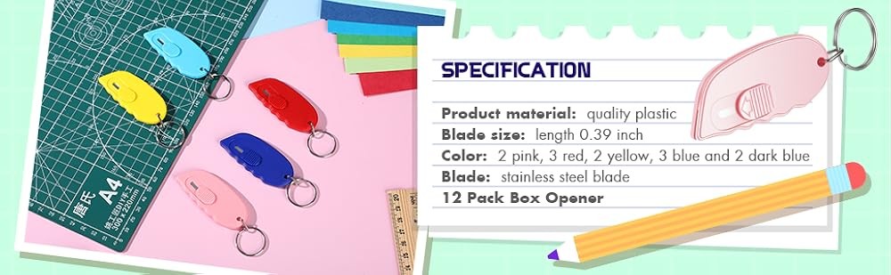 Mini Box Cutter Portable Mini Keychain Box Cutter with Auto