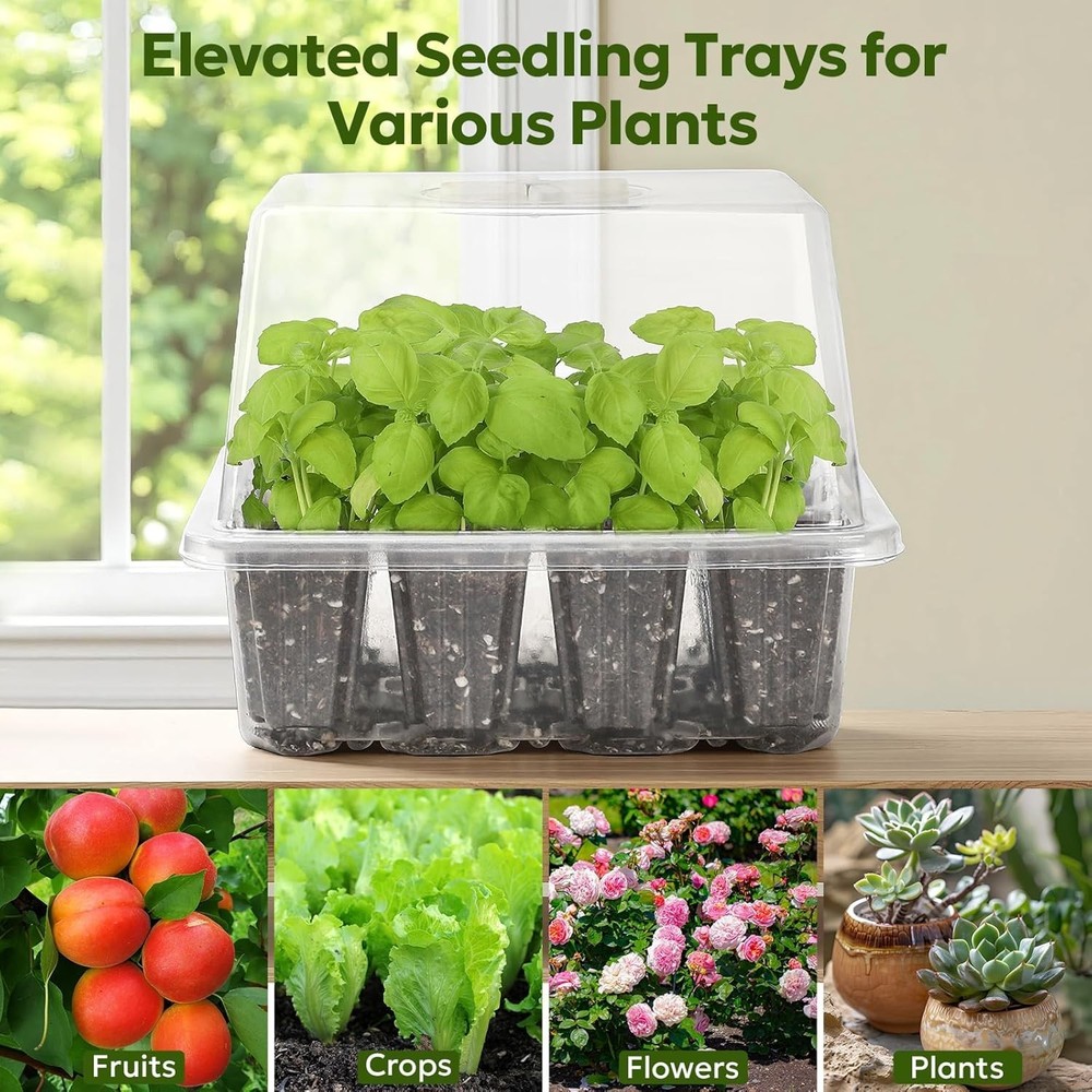 Seed Starter Kit with Grow Light, Elevated Seedling Tray Kit with Adjustable ...