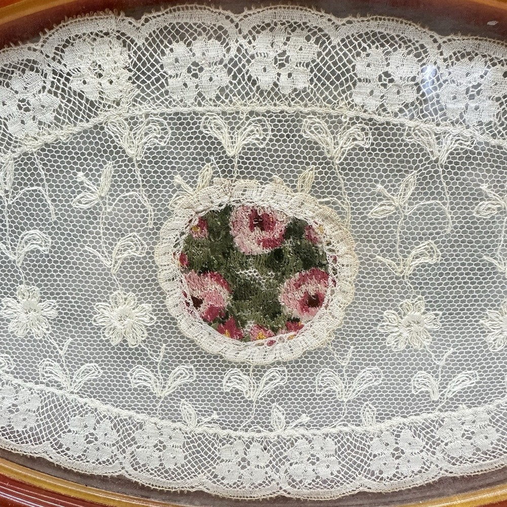 Vintage Art Deco Celluloid Vanity Tray with Lace Insert