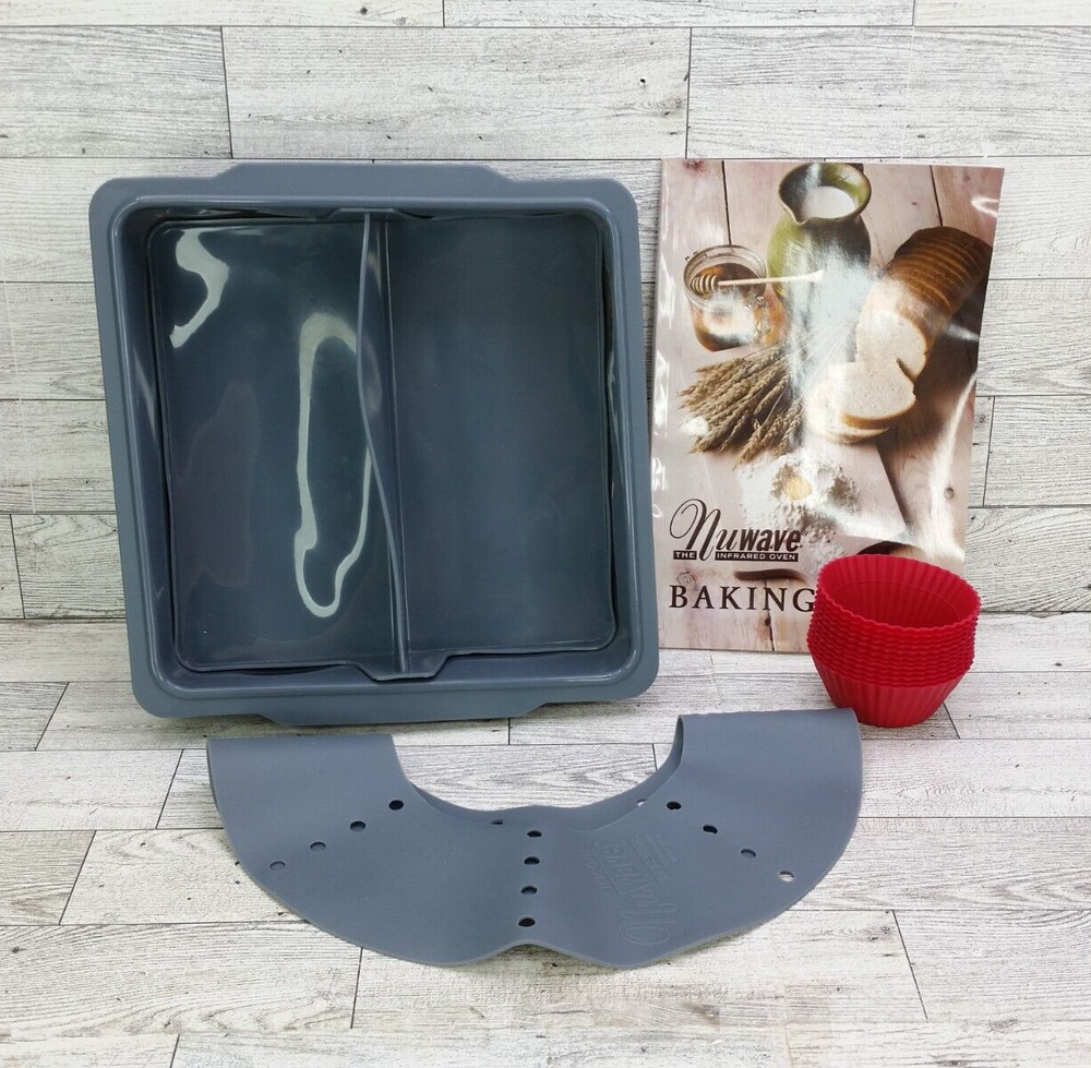 Nuwave Silicon Bakeware Set Bake Pan Divider Ring Cupcake Liners and Baking Book