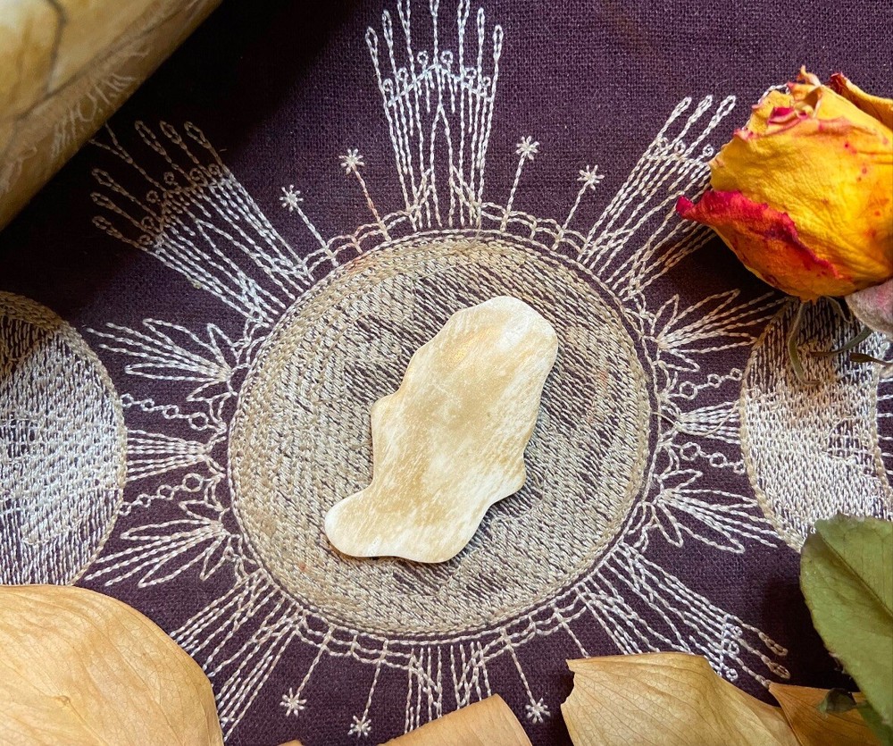 Bovine Bone Rose Carving, Ethically Sourced Cow Bone