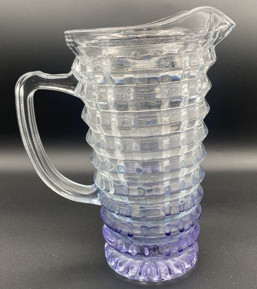 60's Iridescent Crystal Pitcher Heavy vintage
