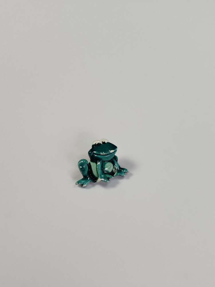 J Jonette Tiny Painted Frog Lapel Pin Very Small SOME CHIPPED PAINT