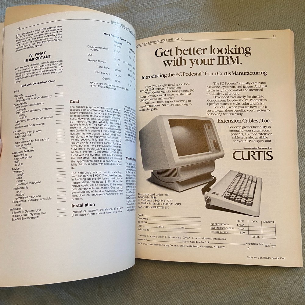 IBM PC Expansion Software Guide QUE BOOK Vintage Computer PC 1982 Ads Vendors