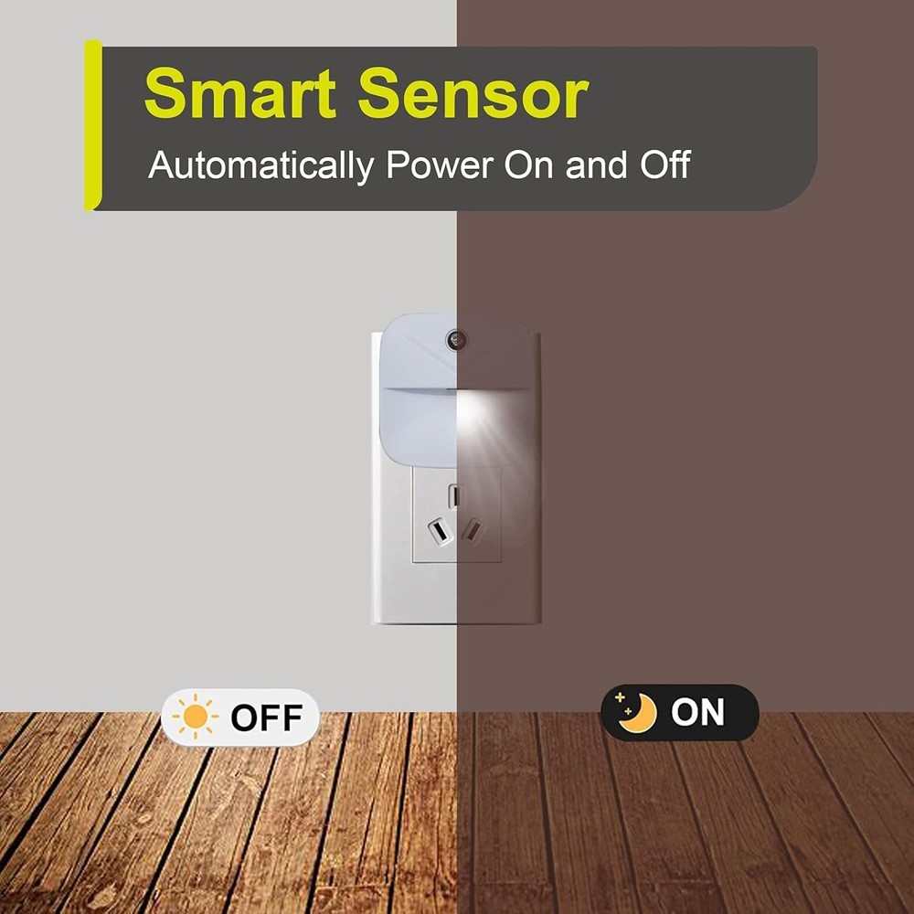 Plug In Night Light LED Motion Sensor Activated Bathroom Kitchen Hallway 6 Pack