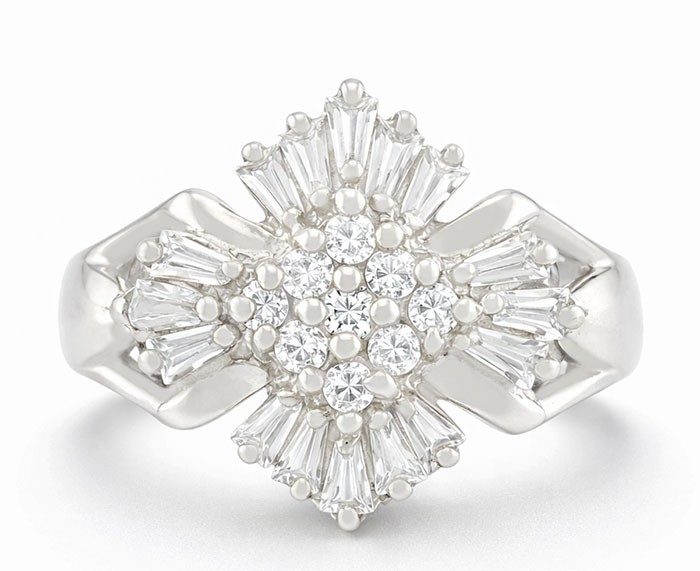 LAB CREATED 2.45 Cts WHITE SAPPHIRE RING SOLID .925 SILVER - New With Tag