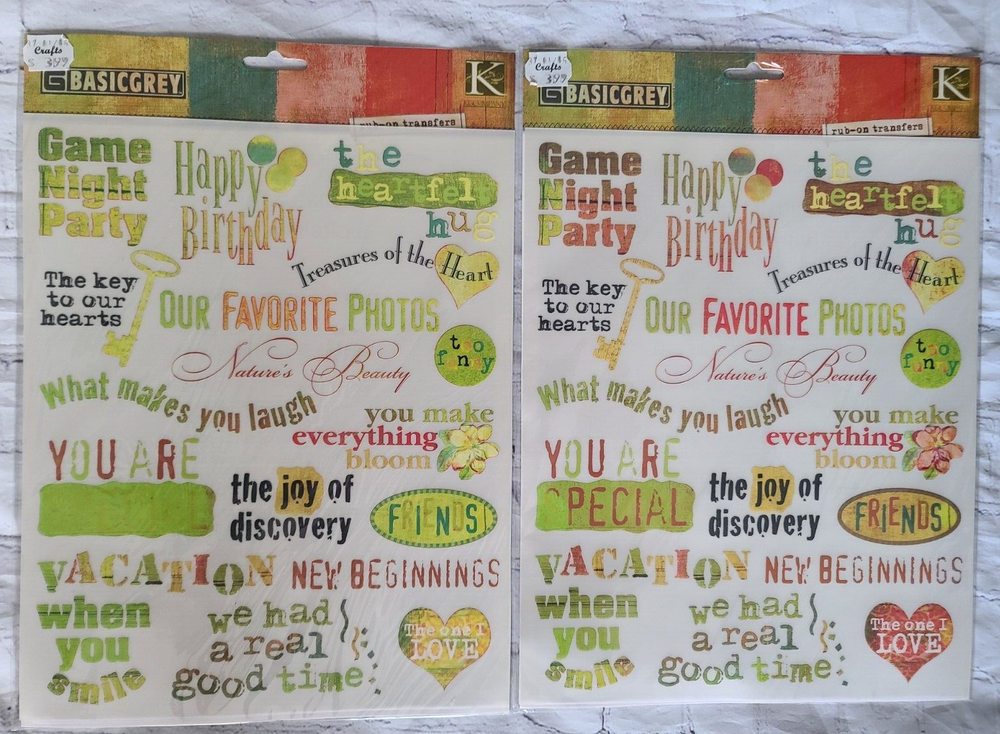 Basic Grey Rub-On Transfers