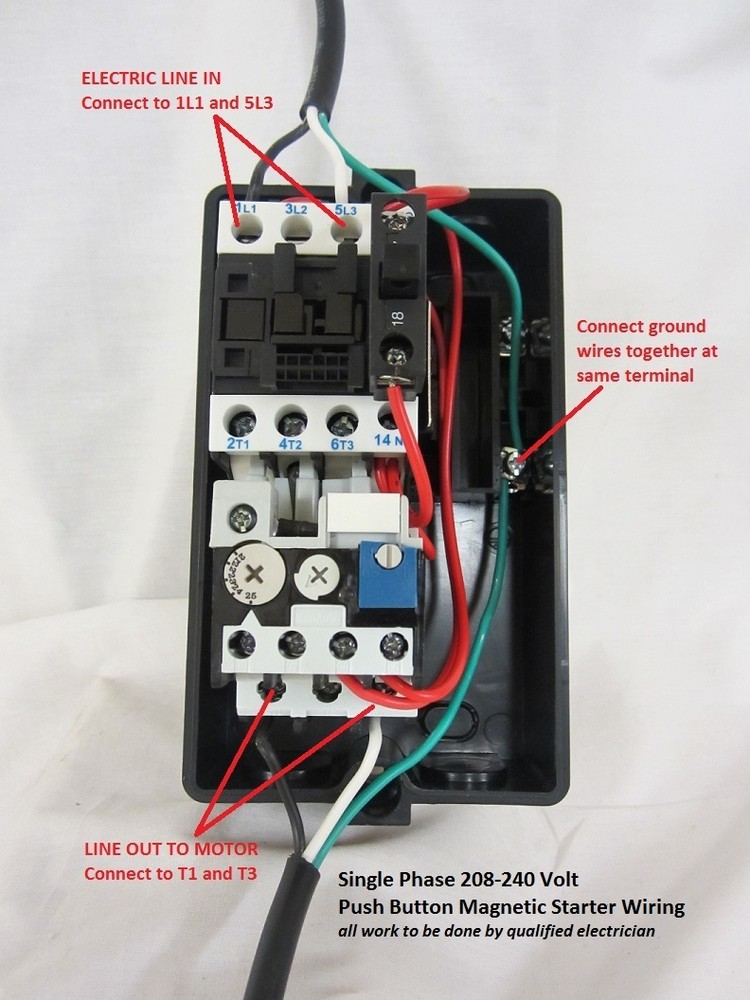 2HP Single 1 Phase Magnetic Starter Motor Control 208-240V