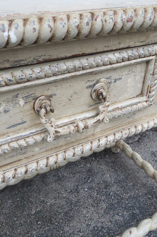 Guildmaster Shabby Chic Distressed Painted Carved Spindle Legs Buffet 5995