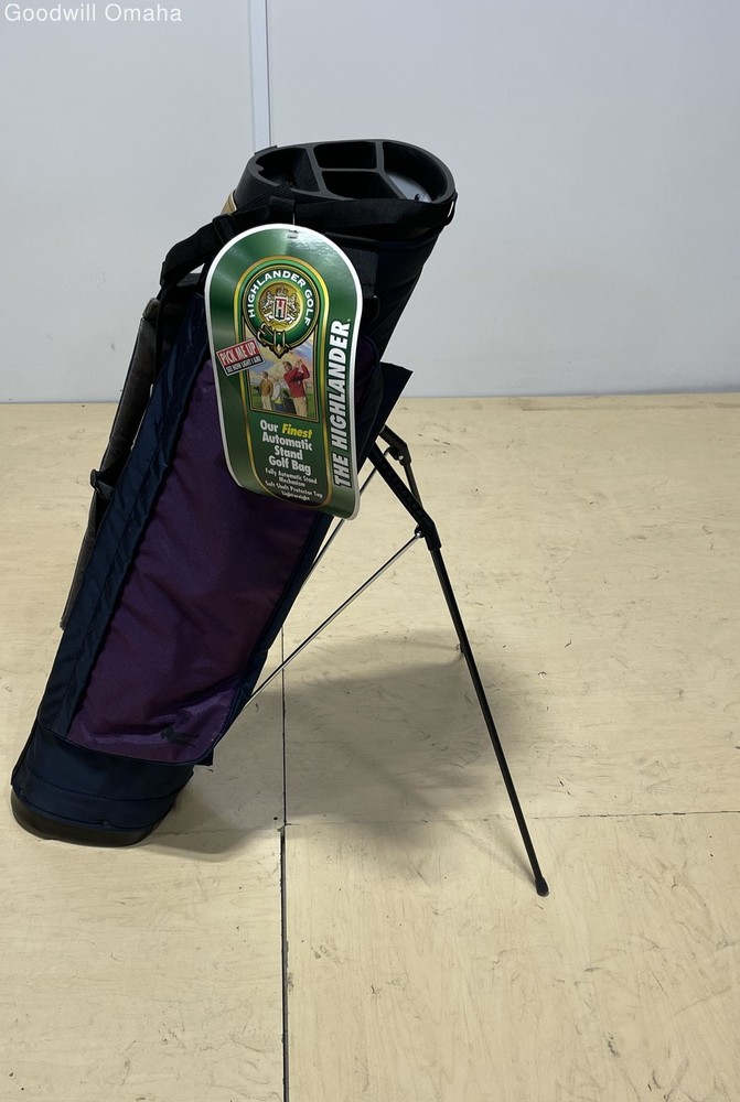 Highlander Golf 4-Way Divider Automatic Stand Bag (Blue/Purple) W/ Back Strap