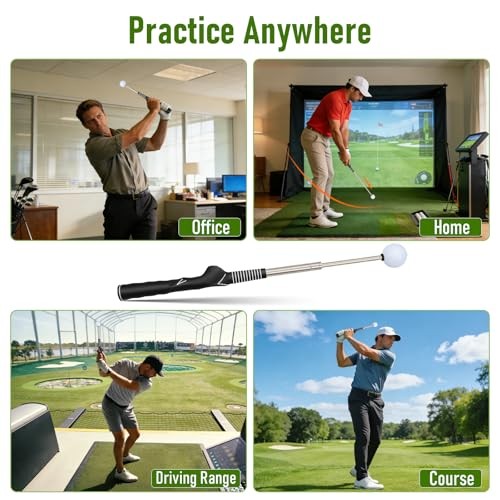 Retractable Golf Swing Training Aid - Portable Grip Trainer with Click