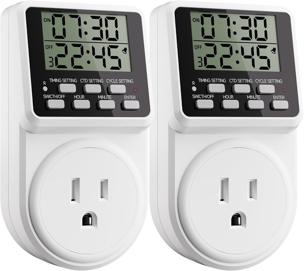 Versatile Intermittent Timer for Lights & Electronics - 2 Pack Energy Solution