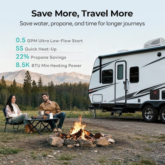 FOGATTI 2.9GPM 55000BTU RV Tankless Water Heater Propane w/15"x18" Black Door