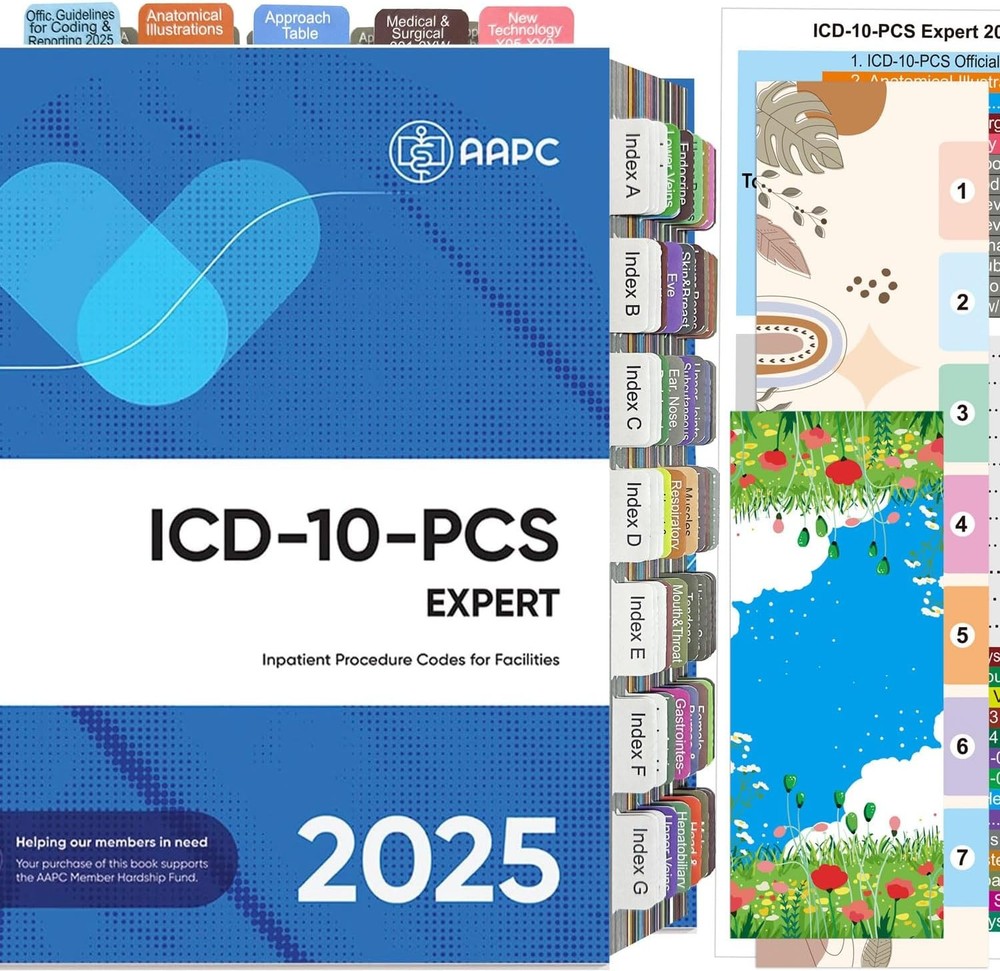 ICD-10-PCS Complete Code 2025/2026 AAPC Version Index Tabs, Color Coded