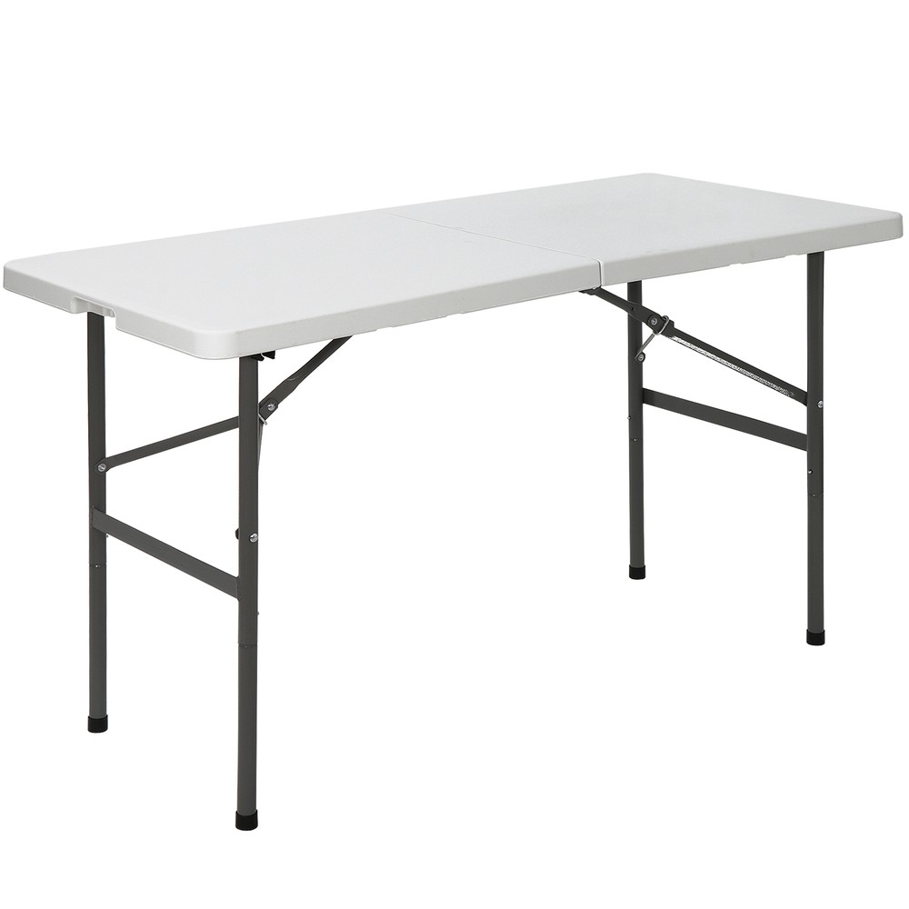 4FT Folding Picnic Table, Portable Plastic Dining Table with Carrying Handle